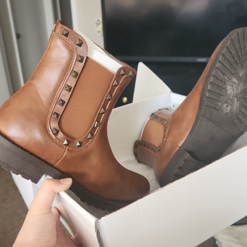 Studded Brown Ankle Boots